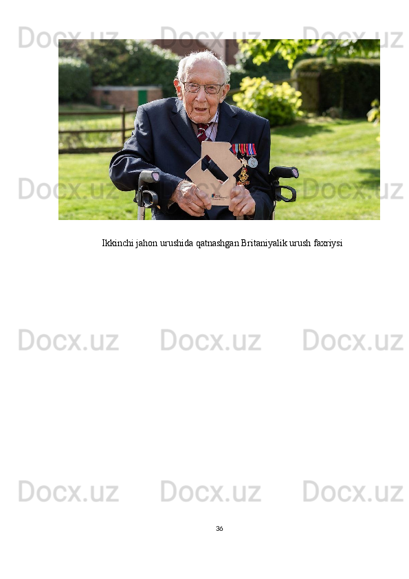                   Ikkinchi jahon urushida qatnashgan Britaniyalik urush faxriysi
36 