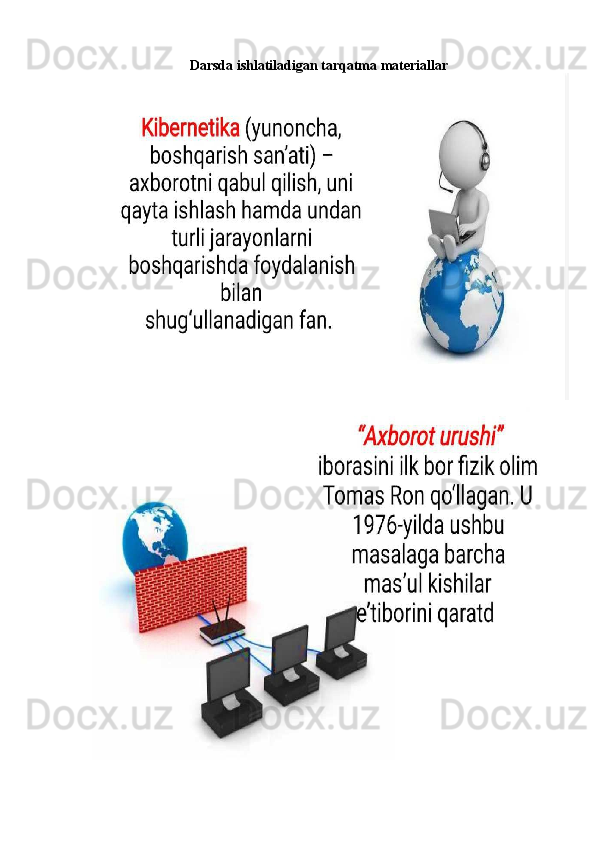 Darsda ishlatiladigan tarqatma materiallar 