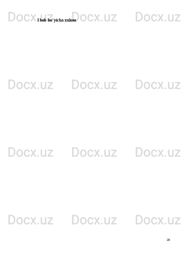I bob bo’yicha xulosa
28