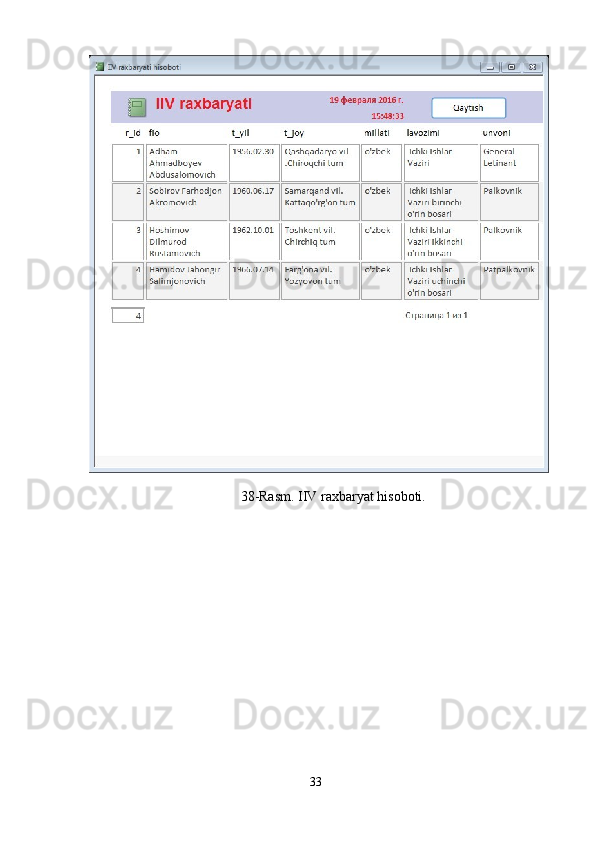 38-Rasm. IIV raxbaryat hisoboti. 
 
 
 
33  
  