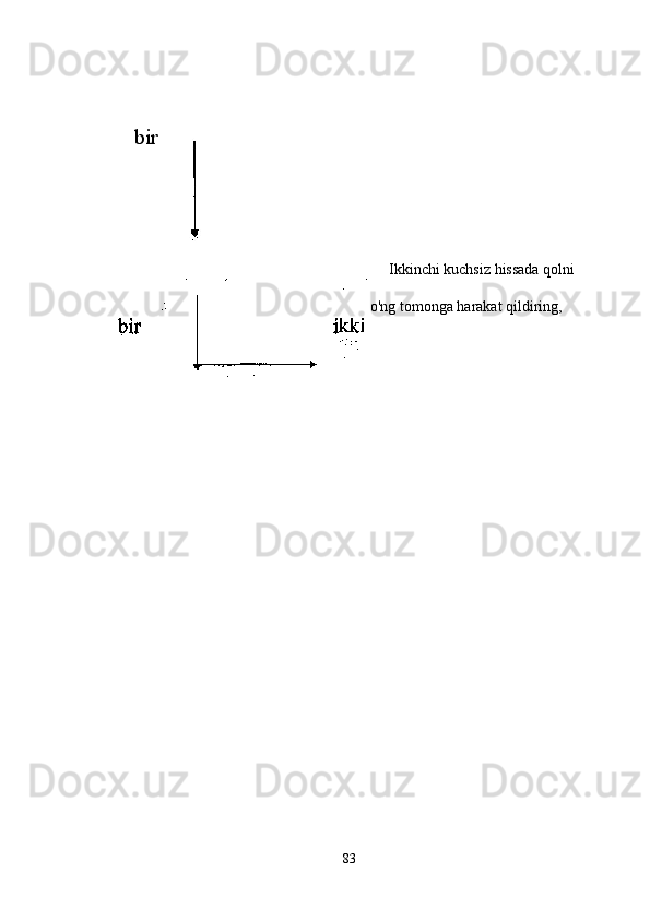 bir
Ikkinchi kuchsiz hissada qolni 
o'ng tomonga harakat qildiring,
83 