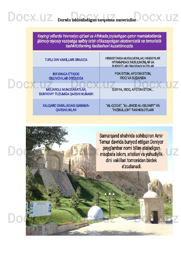 Darsda ishlatiladigan tarqatma materiallar
