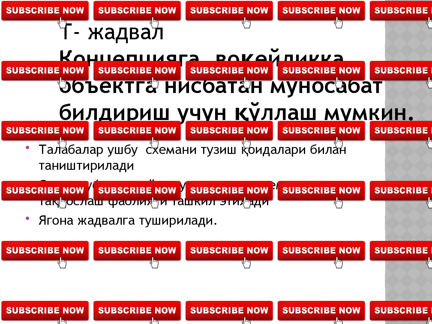 4  –  бос ич:қ

кичик гуру ларда аввал  ар бир тингловчи 	
ҳ ҳ
ўзи ёзган  ар бир бос ичдаги фикрлари 
ҳ қ
билан гуру  аъзоларини таништириб ўтади. 	
ҳ
Гуру  аъзоларининг барча фикрлари 	
ҳ
ўрганилгач, кичик гуру  аъзолари уларни 	
ҳ
умумлаштиришга киришади;

гуру  аъзолари ФСМУнинг 4 бос ичини  ар 	
ҳ қ ҳ
бири бўйича умумлаштириб, уни  имоя 	
ҳ
илишга тайёргарлик кўрадилар;	
қ

фикрларни умумлаштириш ва тида  ар бир 	
қ ҳ
тингловчи ўз фикрларини  имоя этиши, 	
ҳ
исботлаши мумкин.  