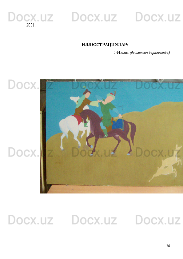 2001.
ИЛЛЮСТРАЦИЯЛАР:
1-Илова   (бошланғич даражасида )
36 