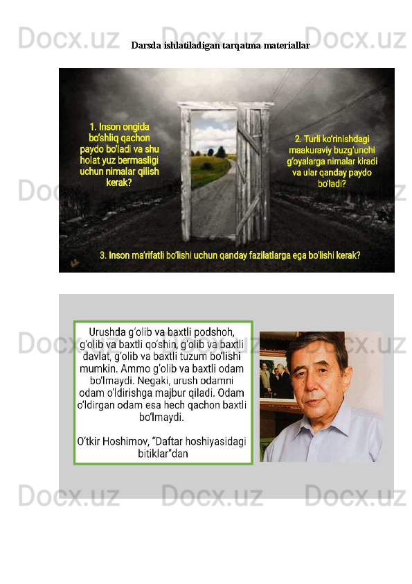 Darsda ishlatiladigan tarqatma materiallar 