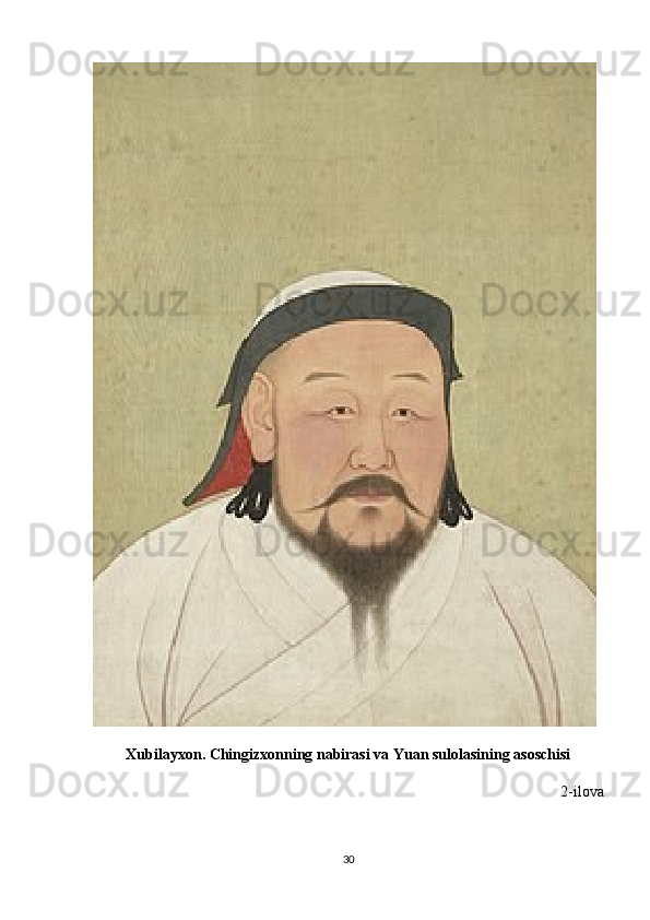Xubilayxon. Chingizxonning nabirasi va Yuan sulolasining asoschisi
2-ilova
30