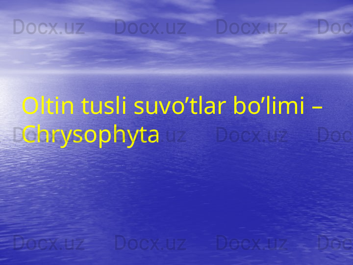 Oltin tusli suvo’tlar bo’limi –
Chrysophyta 