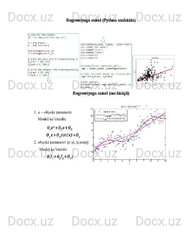 Regressiyaga   misol   (Python  muhitida)
Regressiyaga   misol   (nochiziqli) 