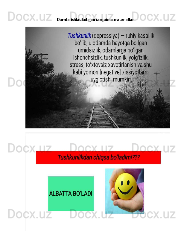 Darsda ishlatiladigan tarqatma materiallar 