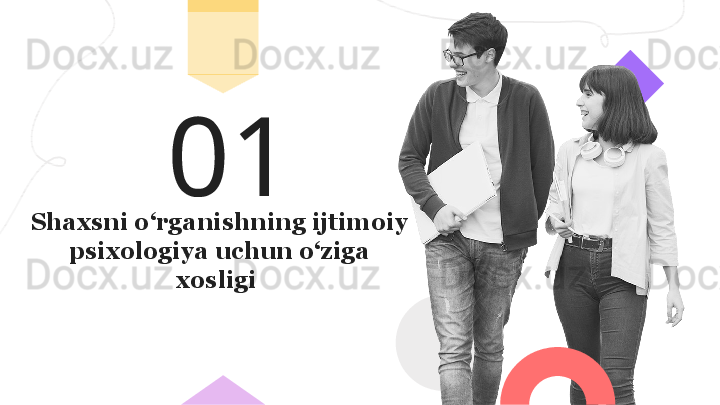 01
Shaxsni o‘rganishning ijtimoiy 
psixologiya uchun o‘ziga 
xosligi  