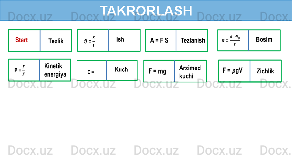 TAKRORLASH
E =  