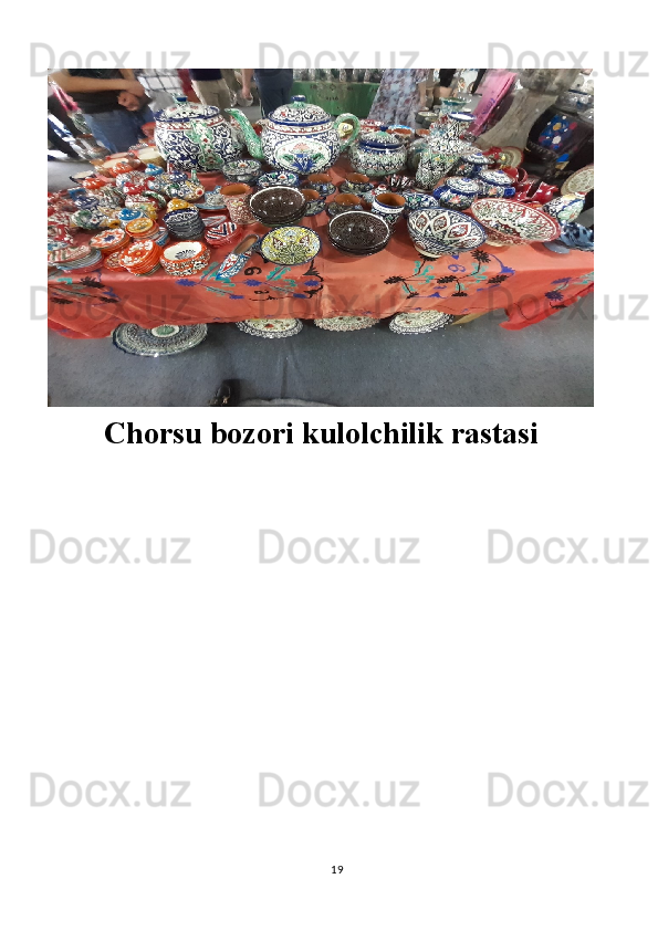 Chorsu bozori kulolchilik rastasi
19 