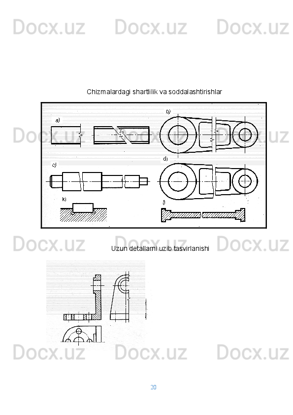 Chizmalardagi shartlilik va sоddalashtirishlar
Uzun dеtallarni uzib tasvirlanishi
20