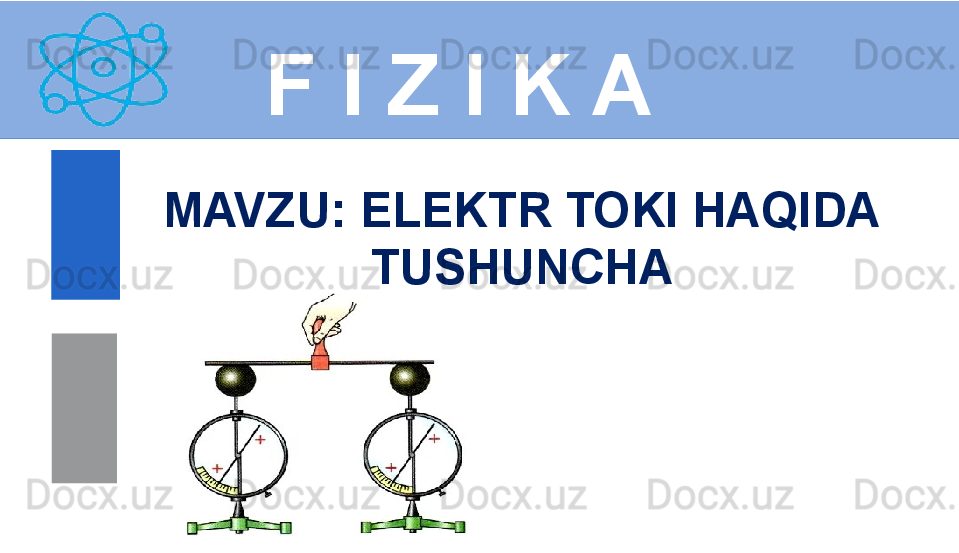 F I Z I K A
M AVZU :  ELEKTR TOKI HAQIDA 
TUSHUNCHA
