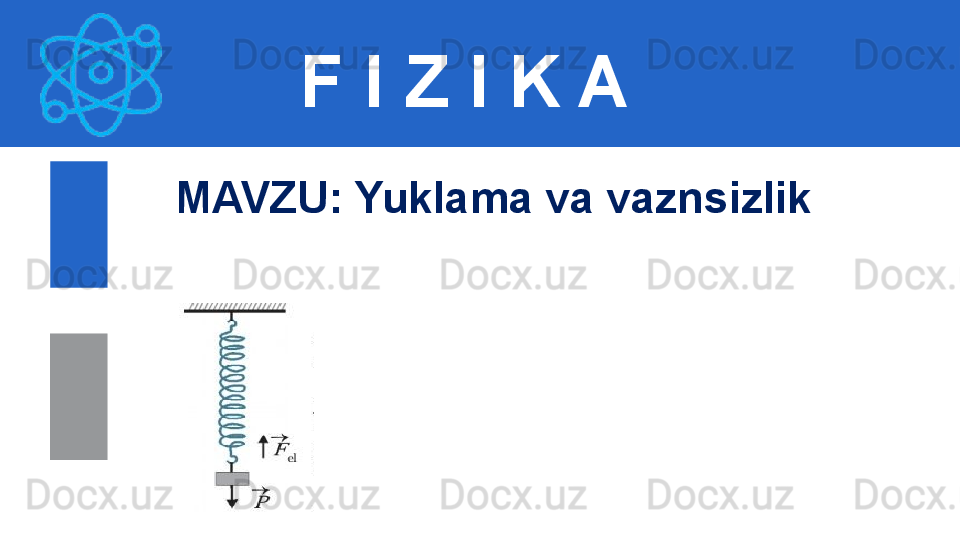 F I Z I K A
M AVZU :  Yuklama va vaznsizlik 