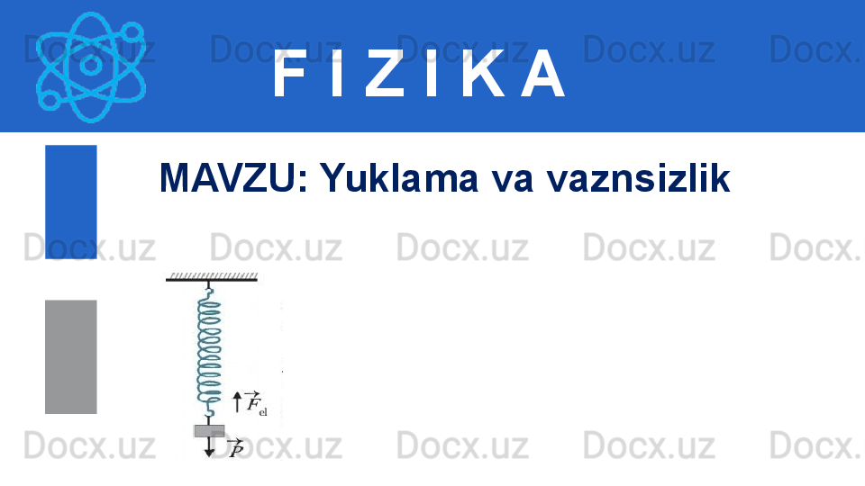 F I Z I K A
M AVZU :  Yuklama va vaznsizlik