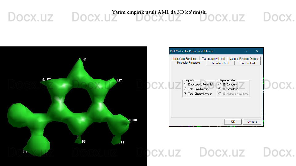 Yarim empirik usuli AM1 da 3D ko’rinishi  