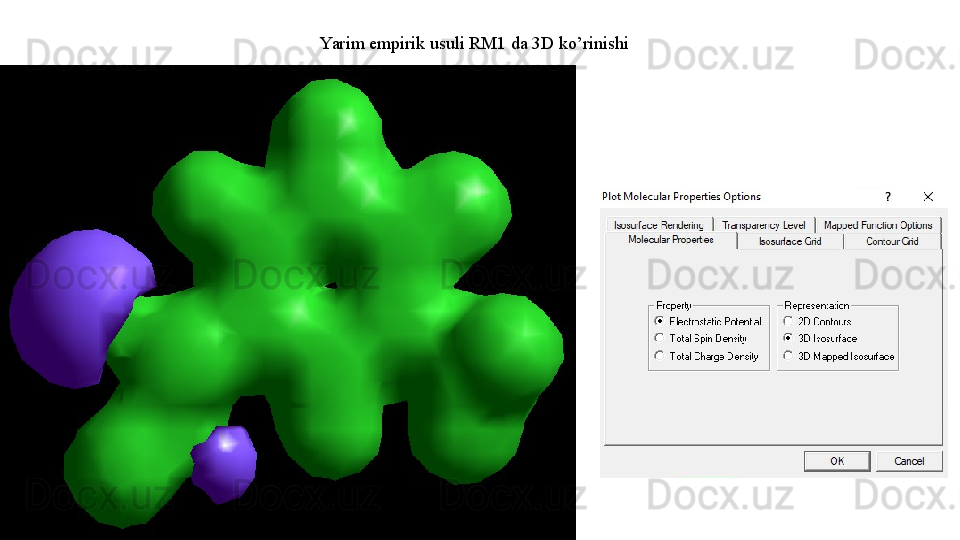 Yarim empirik usuli RM1 da 3D ko’rinishi  