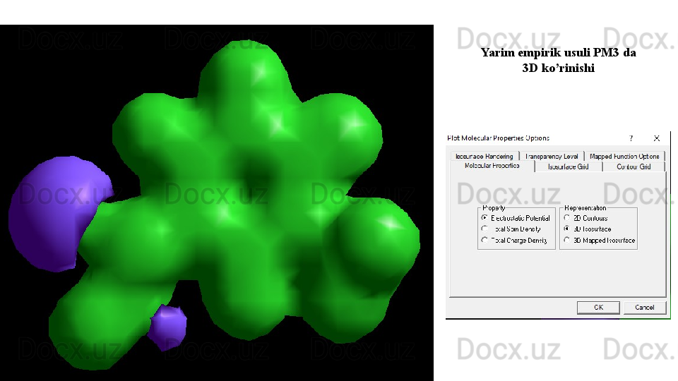 Yarim empirik usuli PM3 da 
3D ko’rinishi  