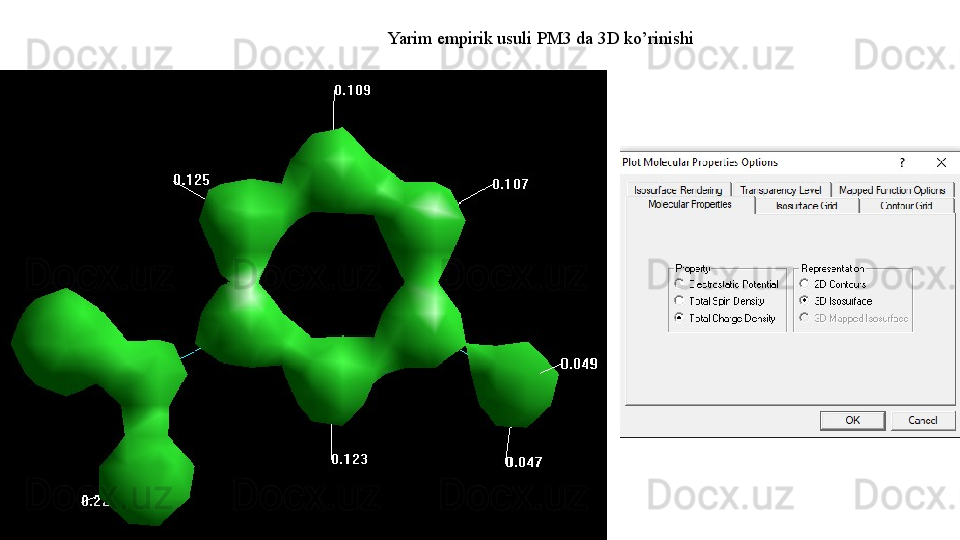 Yarim empirik usuli PM3 da 3D ko’rinishi  