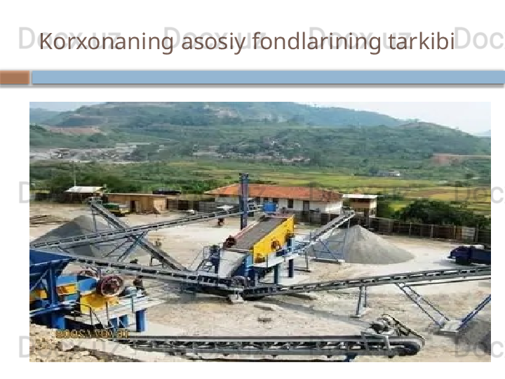 Korxonaning asosiy fondlarining tarkibi    