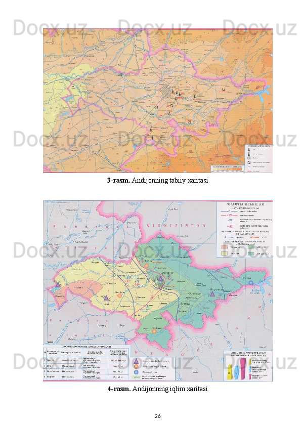 3-rasm.  Andijonning tabiiy xaritasi
4-rasm.  Andijonning iqlim xaritasi
26 
