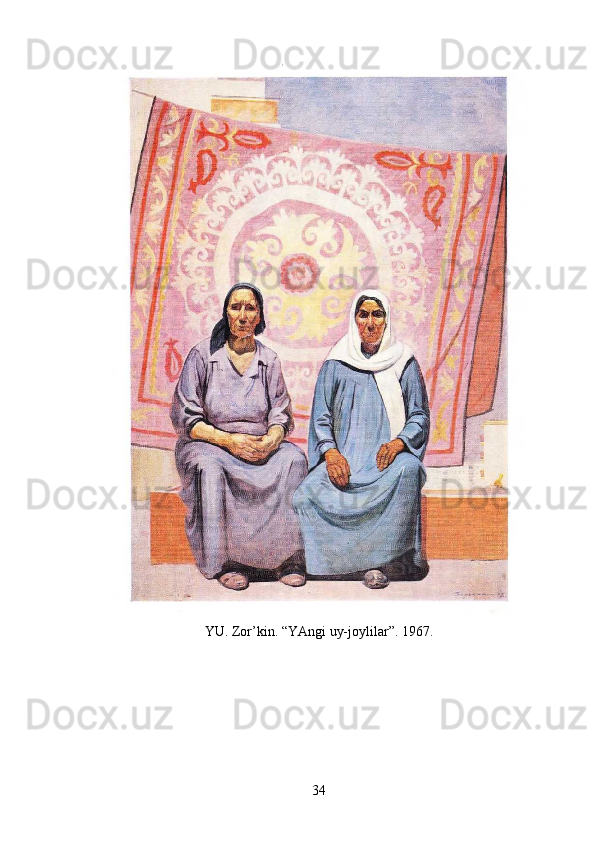 YU. Zor’kin. “YAngi uy-joylilar”.  1967.
34 
