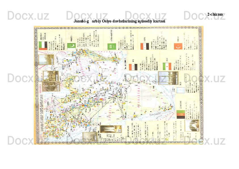 2-chizma
Janubi-g arbiy Osiyo davlatlarining iqtisodiy kartasi 
