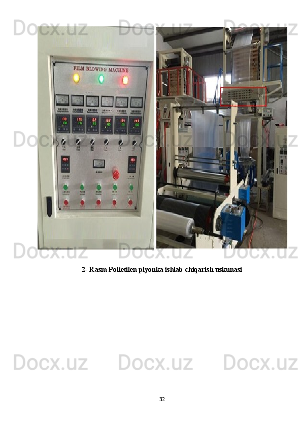 2- Rasm Polietilen plyonka ishlab chiqarish uskunasi
32