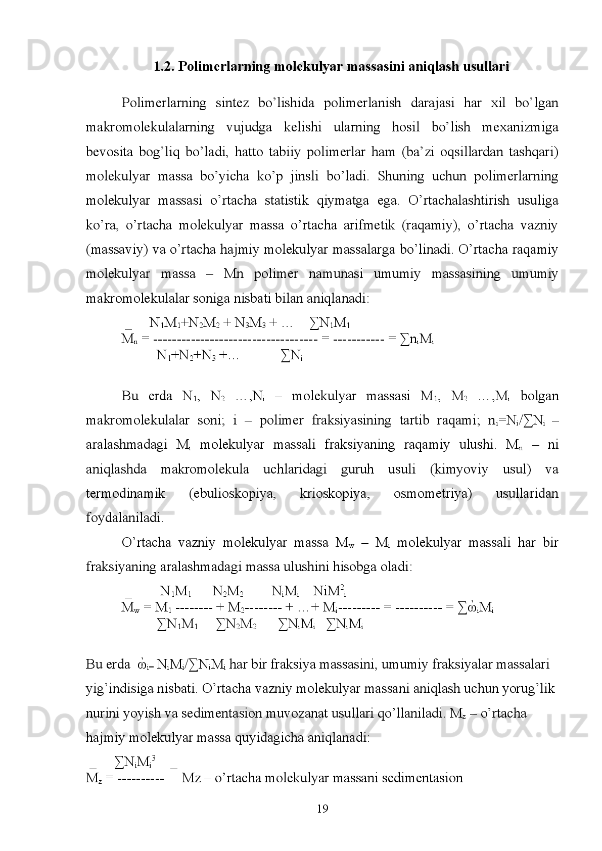 Asosiy zanjirdagi monomer zvenolarda atomlar ketma-ketligiga qarab polimer
gomozanjirli  yoki  geterozanjirli  deb ataladi. 
Asosiy   zanjiri   bir   xil   atomlardan,   masalan,   uglerod,   oltingugurt,   fosfor
kabilardan tuzilgan bo‘lsa, bunday birikma   gomozanjirli   polimer  deyiladi. Asosiy
zanjirda faqat uglerod atomi takrorlansa, polimer  karbozanjirli  deb yuritiladi.
Agar   asosiy   zanjirda   monomerlar   (elementar   zvenolar)   ketma-ketligi
shakllanishi   turli   xil   atomlar   asosida   shakllangan   bo‘lsa,   polimer   (sopolimer)
geterozanjirli  deyiladi, masalan:
Atomlarning makromolekulyar birikmalar hosil qilish qobiliyati ularning D.I.
Mendeleev   davriy   tizimida   joylashgan   tartibiga   ham   bog‘liq.   Birinchi   guruh
elementlari va bir valentli elementlar (jumladan, vodorod) polimer hosil qilmaydi,
chunki zanjirli bo‘lib birikish uchun elementlar kamida ikki valentli bo‘lishi kerak.
Davriy   tizimning   boshqa   elementlari   zanjirli   birikmalar   hosil   qila   oladi,   ammo,
ularning barqarorligi atomlar o‘rtasidagi bog‘lar mustahkamligiga bog‘liqdir.
Polimerlar   elementar   tarkibiga   qarab   organik ,   elementorganik   va   noorganik
kabi tiplarga bo‘linadi. Ular ichida nisbatan keng miqyosda o‘rganilgani va ishlab
chiqariladigani   organik   polimerlar   hisoblanadi.   Organik   polimer   molekulasi
tarkibiga   uglerod   atomidan   tashqari,   vodorod,   kislorod,   azot,   oltingugurt,
galogenlar atomlari kiradi. Elementorganik polimerlar zanjirlari asosan uglerod va
geteroatomlar   tuzilgan   bo‘ladi   va   hamda   tarkibiga   azot,   kislorod,   oltingugurt
atomlari kirmaydi. Noorganik polimerlar zanjirlarida uglerod atomi bo‘lmaydi. 
Polimer   zanjirida   elementlarni   birikishi   natijasida   hosil   bo‘lgan   bog‘lar
qutblangan   yoki   qutbsiz   bo‘lishi   mumkin.   Odatda   bir   atomlarni   kovalaent
bog‘lanishi,   masalan,   N
2 ,   O
2 ,   Sl
2   birikmalar   cheklanma   qutbsiz   bog‘langan
deyiladi.   Ularda   elektron   tumani   (qobig‘i)   ikkala   atom   yadrosi   uchun   mutloq
11 