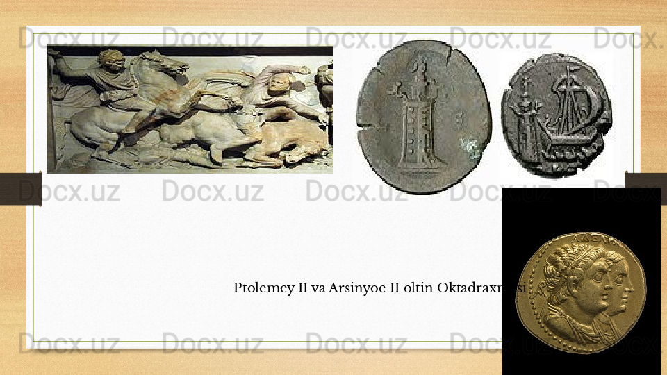 Ptolemey II va Arsinyoe II oltin Oktadraxmasi 