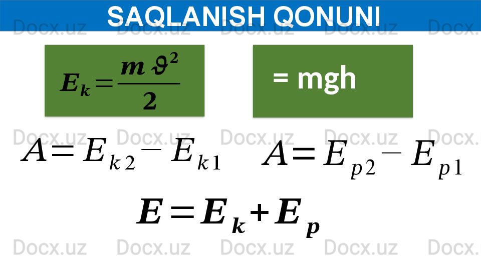   SAQLANISH QONUNI??????	??????	=	
??????	??????	
??????	
??????
=   mgh	
??????	=	??????	
??????	
+	??????	
??????	
??????	=	??????	
??????	2	
−	??????	
??????	1	??????	=	??????	
??????	2	
−	??????	
??????	1   