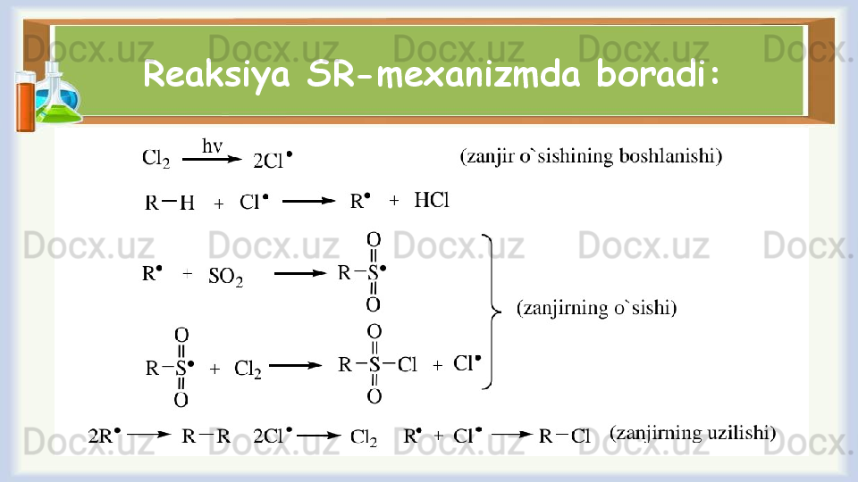 Reaksiya SR-mехanizmda bоradi: 