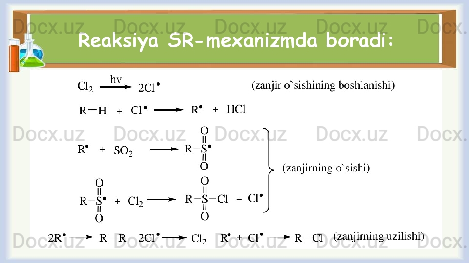 Reaksiya SR-mехanizmda bоradi: