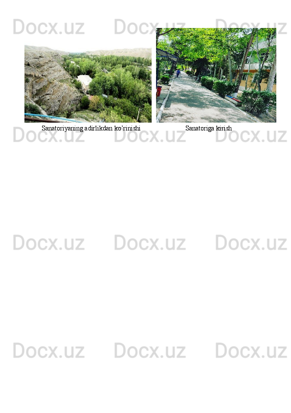 Sanatoriyaning adirlikdan ko’rinishi    Sanatoriga kirish 