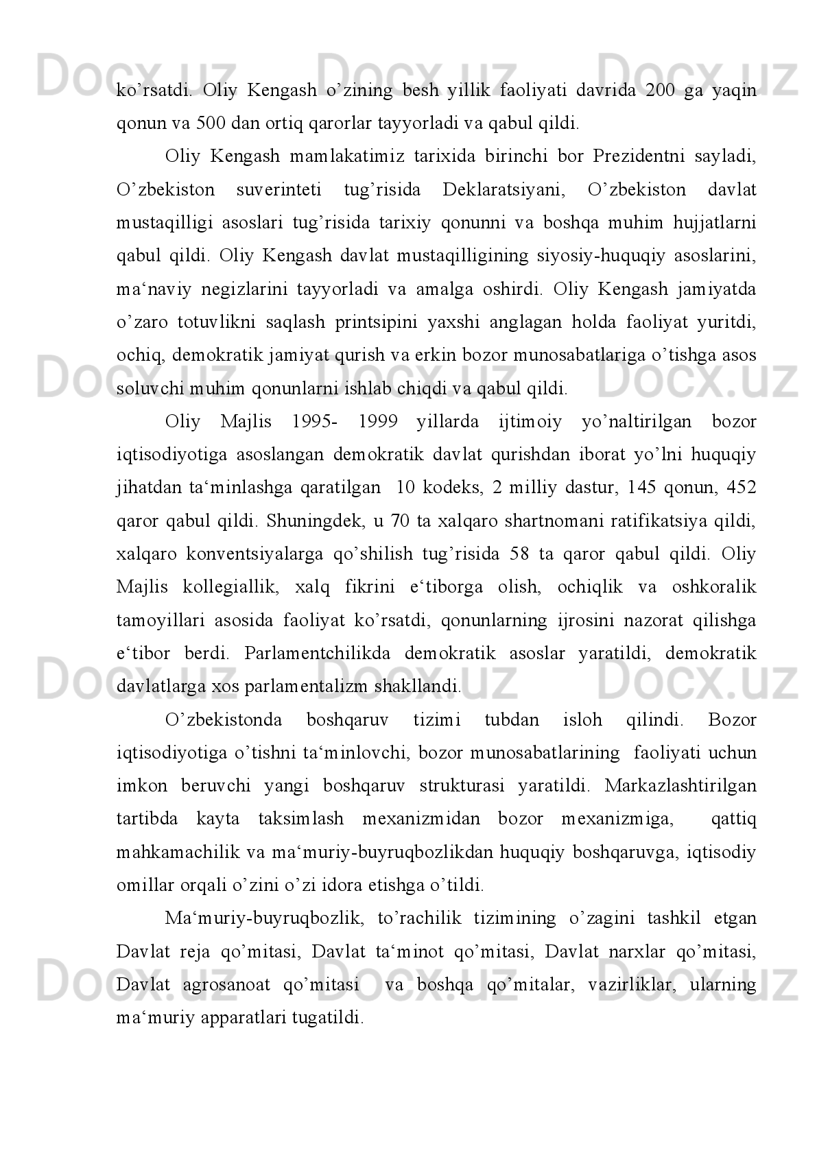 18. Abdunazarov   H.   Yengil   va   oziq-ovqat   sanoatining   mintaqaviy
muammolari. T., 2007. v.b.
19.Tursunov S. va b. Surxondaryo tarix ko’zgusida,-T.Sharq. 2001, -B. 334.
20.Qashqadaryo   viloyatining   1991-2003   yillarda   iqtisodiy   ko’rsatkichlari.
Qarshi, 2002. 
21.Qashqadaryo   viloyat   Statistika   boshqarmasi   materiallari.   2004-2006
yillar.
Davriy matbuot nashrlari
1.Xalq so’zi gazetasi, 2000 yil 22 iyul.
2.Surxon tongi,  1995 yil, 13 dekabr.
3.Boysun ovozi, 1994 yil 29 iyul.
4.“Qашqадарё”, 1996 йил 11 декабрь.
  