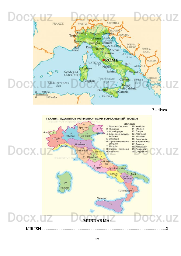 2 – ilova.
MUNDARIJA:
KIRISH.....................................................................................................................2
39 