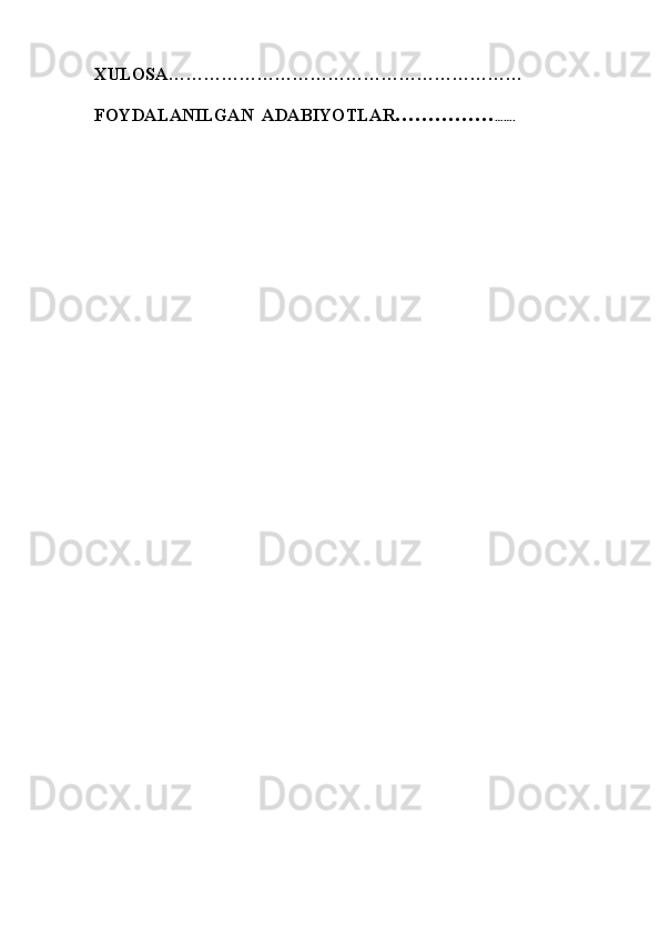 XULOSA……………………………………………………
FOYDALANILGAN  ADABIYOTLAR …………… …….