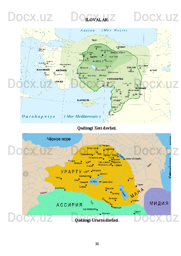 ILOVALAR .
Qadimgi   Xett   davlati .
Qadimgi   Urartu   davlati .
36 