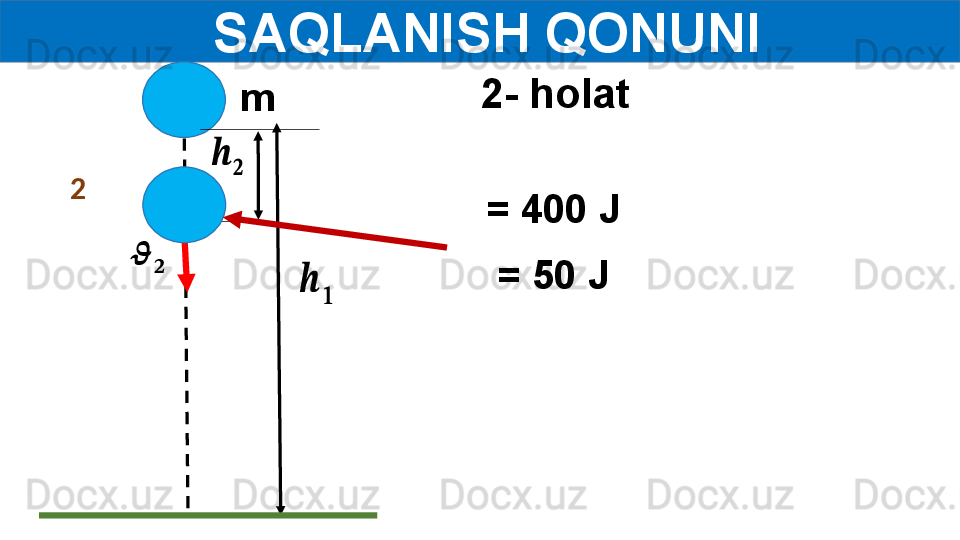   SAQLANISH QONUNI
2- holat
m??????	
??????
2	
??????	
??????	
??????	??????
  =   50 J = 400 J  