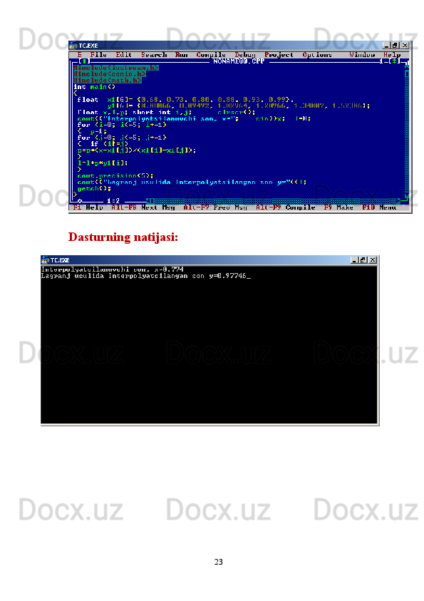 23Dasturning   natijasi: 