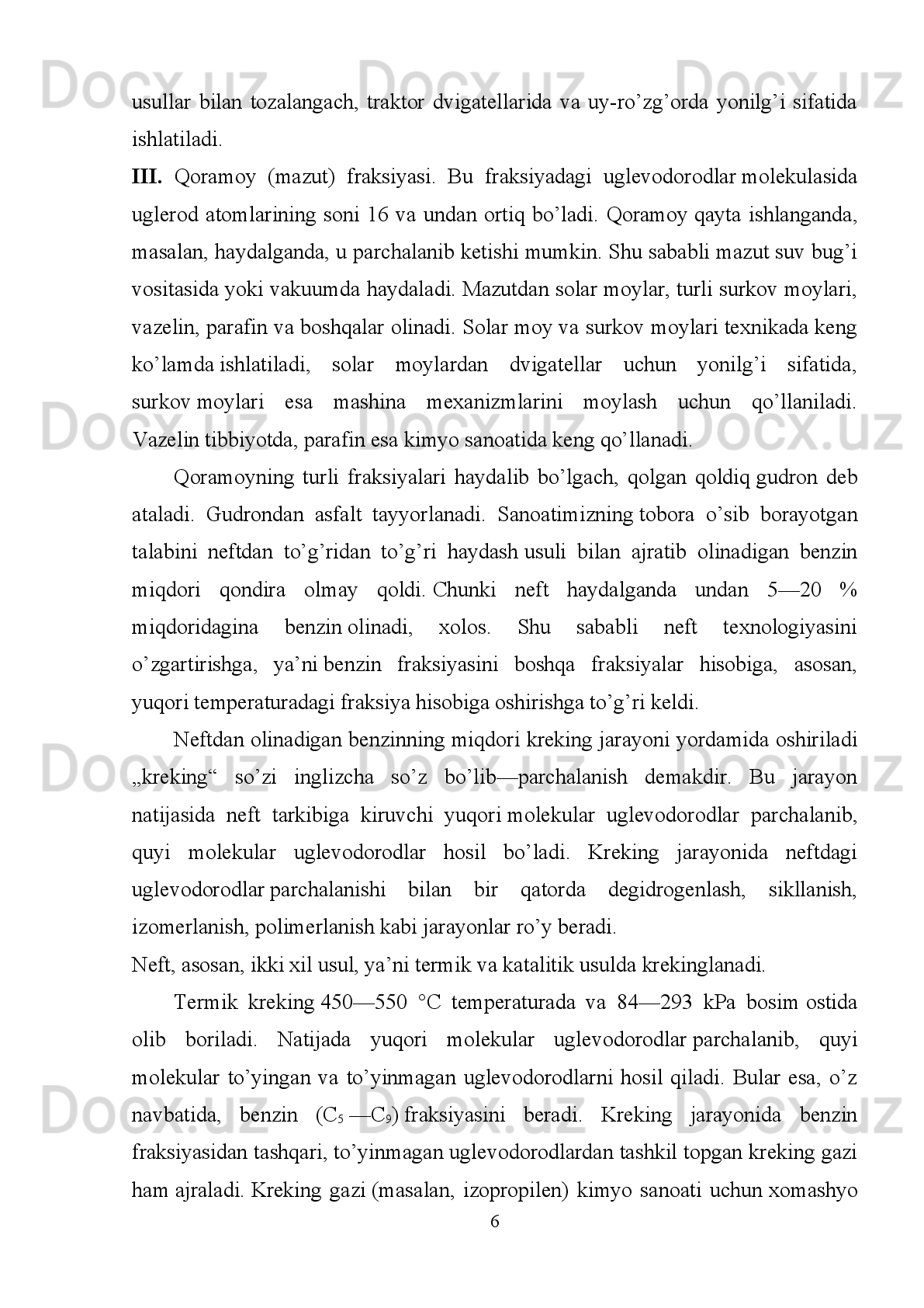 Xulosa 
Sanoat   miqyosida   qayta   ishlanadigan   tabiiy   mineral   resurslarga   oqilona
munosabatda   bo’lish   va   atrof-muhitlar,   ayniqsa,   biosfera   unsurlarining
muhofazasini   ta’minlash   uchun   har   doim   havo,   suv   va   tuproq   tarkib   tuzilmasi
ko’rsatkichlari   talab   darajasida   bo’lishi   zarur.   Ammo,   turli   xil   ishlab   chiqarish
chiqindilari   ta’siri   tufayli   ularning   shu   kungi   ko’rsatkichlari   nihoyatda   past.
Vaziyatning   kelajakda   bundan   ham   yomonlashuvini   oldini   olish   maqsadida
korxona   va   xo’jaliklar   o’z   ishlab   chiqarish   faoliyatlarini   texnik   texnologik
takomillash,   chiqindi   moddalar   hosil   bo’lishini   cheklash,   sodir   bo’layotgan
chiqindilarni zararsizlantirish choralarini amalgam oshirish kerak.
Mavjud   ilmiy   texnik   adabiyot   manbalaridan   ma’lumki,   shu   kungi   ekologik
dolzarb  masalalarga,   avvalambor,   olimlar   o’z   e’tiborlarini   qaratishgan.   Jumladan,
N.Jabborovning   “Kimyo   va   atrof-muhit”   o’quv   qo’llanmasida   (1992-yil)
ta’kidlanishicha,   turli   sanoat   tarmoqlari   va   xo’jaliklarda   ishlab   chiqariladigan   har
xil   modda,   mahsulot   va   materiallarning   sifat-miqdor   ko’rsatkichlarini   saqlab
qolgan   holda,   atrof-muhitga   chiqarib   yuborilayotgan   chiqindilarni   keskin
kamaytirish   va   ularni   zararsizlantirish   chora-tadbirlariga   quyidagilarni   ko’rsatib
o’tsa bo’ladi:
1. Barcha   turdagi   tabiiy   xom   ashyo   va   mineral   resurslarni   qayta   ishlab
yuqori   sifatli   mahsulotlarni   ishlab   chiqarish   hamda   energiya   resurslaridan
tejamli foydalanishga asislangan, zamonaviy ekokimyoviy talab darajasidagi
texnologik jarayon va qurilma (apparat) lardan keng suratda foydalanish;
2. Ishlab   chiqarishda   hosil   bo’ladigan   chiqindilar   miqdorini   keskin
kamaytirish maqsadida, takroran qayta ishlov berish va nihoyat, yopiq zanjir
tizimida   faoliyat   ko’rsatadigan   ishlab   chiqarish   majmui   (kompleks)   larini
barpo etish;
3. Tabiiy   xom   ashyo   resurslaridan   samarali   foydalanadigan   ishlab
chiqarish   komplekslarida,   birinchi   galda,   suv   va   energiyalardan   takroran
samarali   foydalanish   imkonini   beradigan,   yopiq   zanjir   tizimlarini   keng
qo’llash.   Nihoyat,   ikkilamchi   va   chiqindi   modda   va   mahsulotlarni   qayta
27