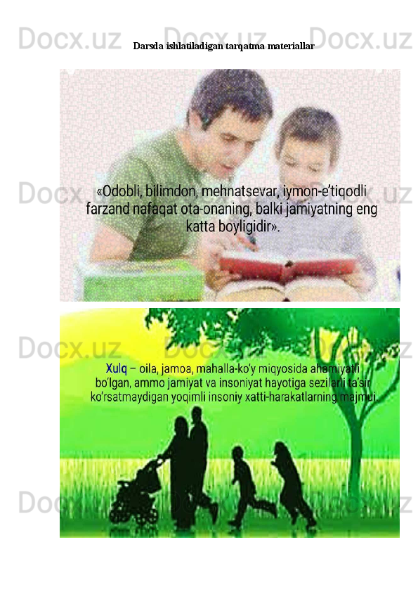 Darsda ishlatiladigan tarqatma materiallar 