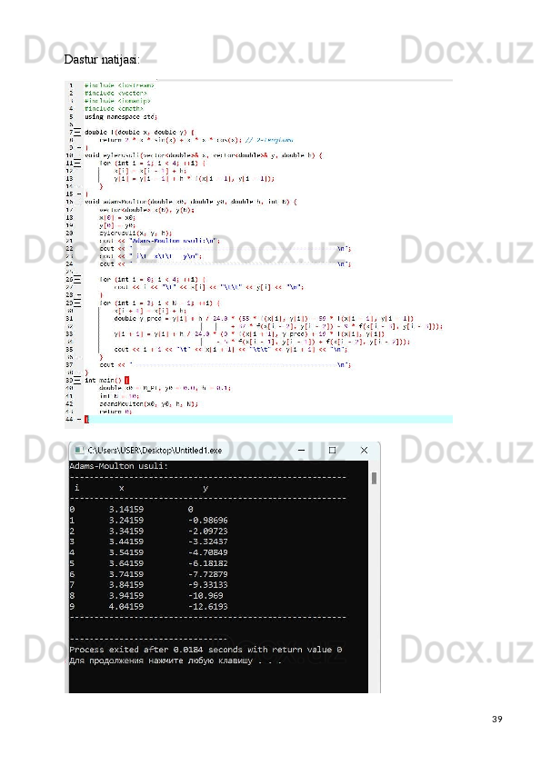 39Dastur   natijasi:
