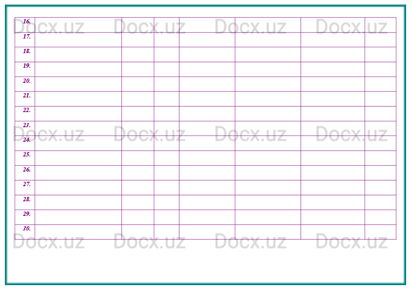 16.
17.
18.
19.
20.
21.
22.
23.
24.
25.
26.
27.
28.
29.
30. 