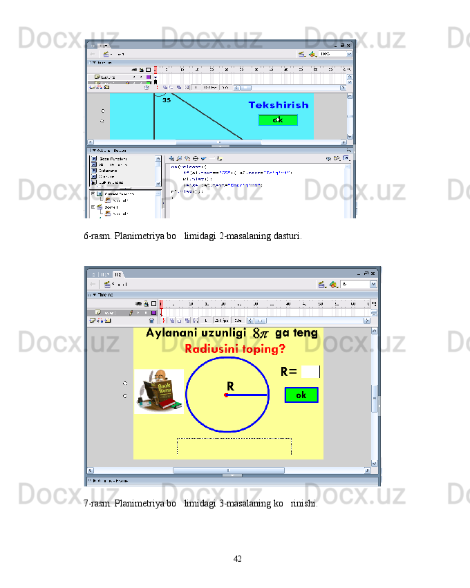 6-rasm. Planimetriya bo limidagi 2-masalaning dasturi.
7-rasm. Planimetriya bo limidagi 3-masalaning ko rinishi.
 
42 