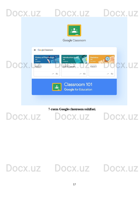 7-rasm Google classroom sahifasi.
17 