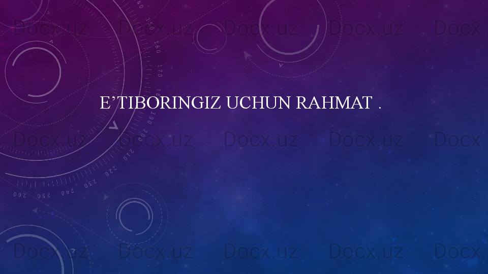            
             
                 E’TIBORINGIZ UCHUN RAHMAT .  