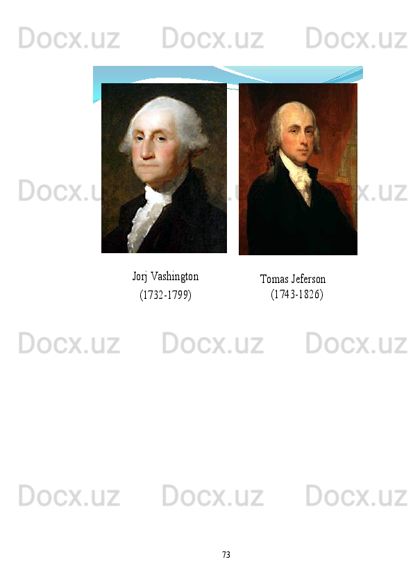 Jorj	Vashington	
(1732	-1799)	
Tomas 	Jeferson	
(1743	-1826)73 