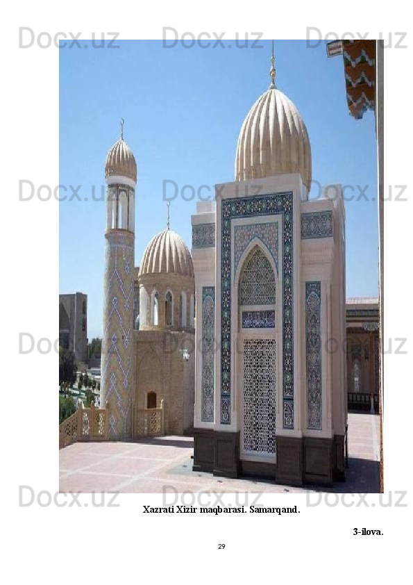 Xazrati Xizir maqbarasi. Samarqand.
3-ilova.
29